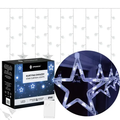 LED svetelný záves Hviezdy - 2,5x0,7m, 138LED, 8 funkcií, IP20, studená biela