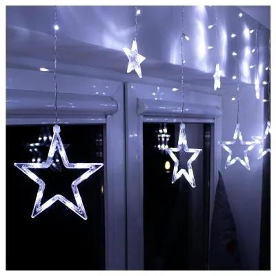 LED svetelný záves Hviezdy - 2,5x0,7m, 138LED, 8 funkcií, IP20, studená biela