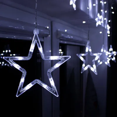 LED svetelný záves Hviezdy - 2,5x0,7m, 138LED, 8 funkcií, IP20, studená biela