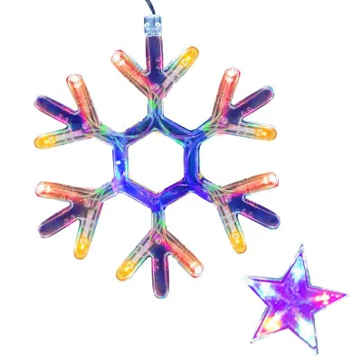 LED záves Vločky a Hviezdy - 2,5x0,65m, 150LED, 8 funkcií, IP20, multicolor