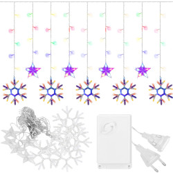 LED záves Vločky a Hviezdy - 2,5x0,65m, 150LED, 8 funkcií, IP20, multicolor
