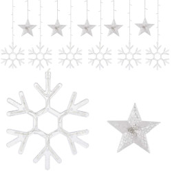 LED záves Vločky a Hviezdy - 2,5x0,65m, 150LED, 8 funkcií, IP20, multicolor