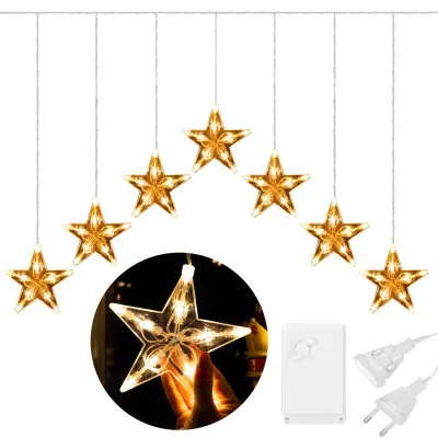 LED svetelný záves Hviezdy - 2,5x0,83m, 70LED, 8 funkcií, IP20, teplá biela