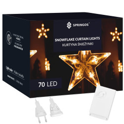 LED svetelný záves Hviezdy - 2,5x0,83m, 70LED, 8 funkcií, IP20, teplá biela