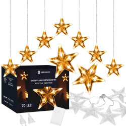 LED svetelný záves Hviezdy - 2,5x0,83m, 70LED, 8 funkcií, IP20, teplá biela