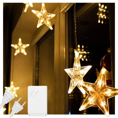 LED svetelný záves Hviezdy - 2,5x0,83m, 70LED, 8 funkcií, IP20, teplá biela