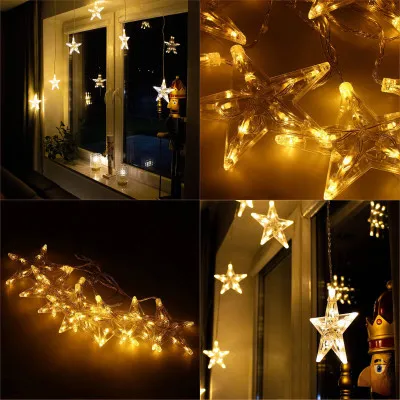 LED svetelný záves Hviezdy - 2,5x0,83m, 70LED, 8 funkcií, IP20, teplá biela