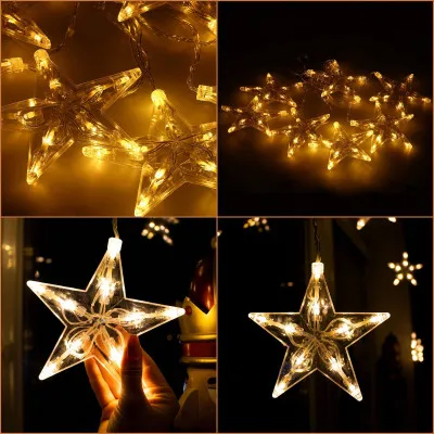 LED svetelný záves Hviezdy - 2,5x0,83m, 70LED, 8 funkcií, IP20, teplá biela