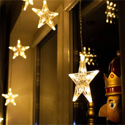 LED svetelný záves Hviezdy - 2,5x0,83m, 70LED, 8 funkcií, IP20, teplá biela