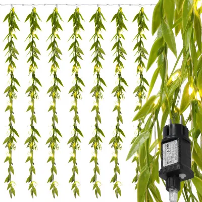 LED záves Lístky - 5,85x1,05m, 200LED, 8 funkcií, IP44, teplá biela