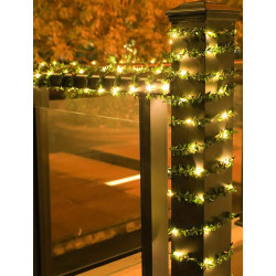 LED záves Lístky - 5,85x1,05m, 200LED, 8 funkcií, IP44, teplá biela