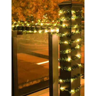 LED záves Lístky - 5,85x1,05m, 200LED, 8 funkcií, IP44, teplá biela