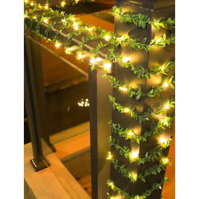 LED záves Lístky - 5,85x1,05m, 200LED, 8 funkcií, IP44, teplá biela