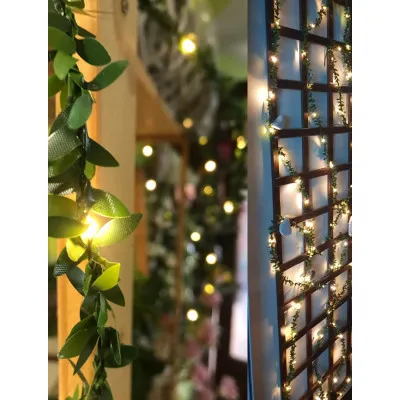 LED záves Lístky - 5,85x1,05m, 200LED, 8 funkcií, IP44, teplá biela