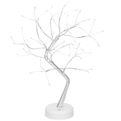 LED Bonsai strieborná - 45cm, 90LED, 2 funkcie, USB, 3xAA, IP20, studená biela