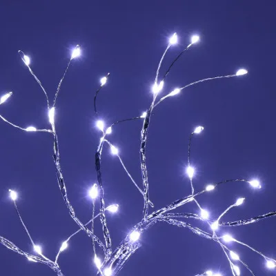 LED Bonsai strieborná - 45cm, 90LED, 2 funkcie, USB, 3xAA, IP20, studená biela