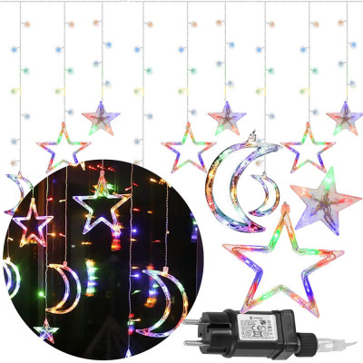 LED záves Nočná obloha - 2,5x0,9m, 138LED, 8 funkcií, pamäť, IP44, multicolor