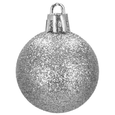 Vianočné banky strieborné mix - 4cm, sada 20ks