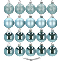 Vianočné banky svetlomodré mix - 4cm, sada 20ks