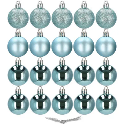 Vianočné banky svetlomodré mix - 4cm, sada 20ks