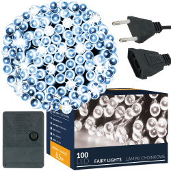 LED svetelná reťaz - 8,5m, 100LED, 8 funkcií, studená biela