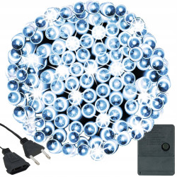 LED svetelná reťaz - 8,5m, 100LED, 8 funkcií, studená biela