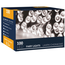 LED svetelná reťaz - 8,5m, 100LED, 8 funkcií, studená biela