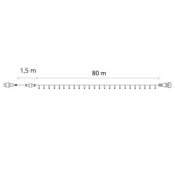 LED svetelná reťaz - 81,5m, 1000LED, IP44, studená biela + záblesky