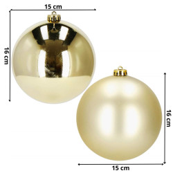 Vianočné banky XXL svetlo zlaté mix - 15cm, sada 2ks