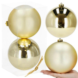 Vianočné banky XXL svetlo zlaté mix - 15cm, sada 2ks