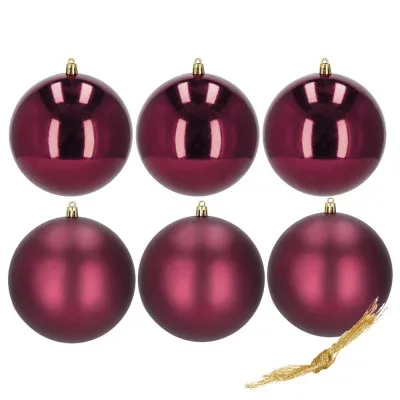 Vianočné banky vínovej gule mix - 10cm, sada 6ks