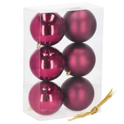Vianočné banky vínovej gule mix - 10cm, sada 6ks