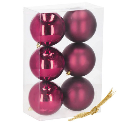 Vianočné banky vínovej gule mix - 10cm, sada 6ks