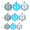 Vianočné banky strieborno-tyrkysové mix - 4/5/6cm, sada 30ks