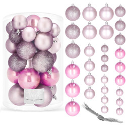 Vianočné banky ružové mix - 4/5/6cm, sada 30ks