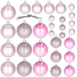 Vianočné banky ružové mix - 4/5/6cm, sada 30ks