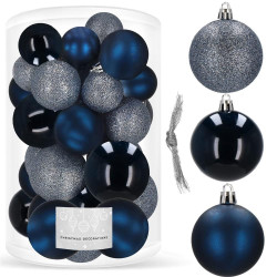 Vianočné banky modro-strieborné mix - 4/5/6cm, sada 30ks