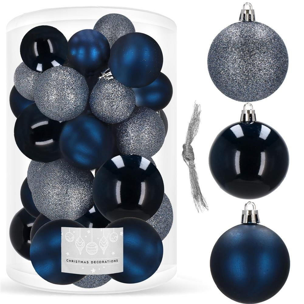 Vianočné banky modro-strieborné mix - 4/5/6cm, sada 30ks