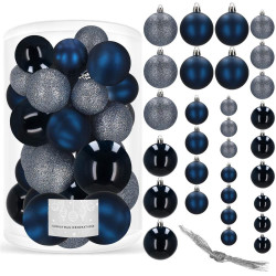 Vianočné banky modro-strieborné mix - 4/5/6cm, sada 30ks