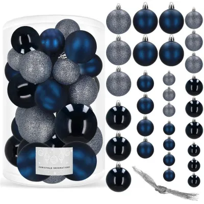 Vianočné banky modro-strieborné mix - 4/5/6cm, sada 30ks