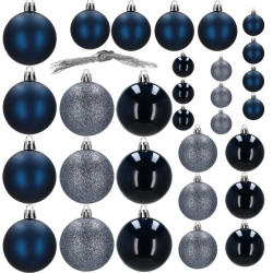 Vianočné banky modro-strieborné mix - 4/5/6cm, sada 30ks