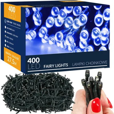 LED svetelná reťaz - 27,5m, 400LED, 8 funkcií, modrá