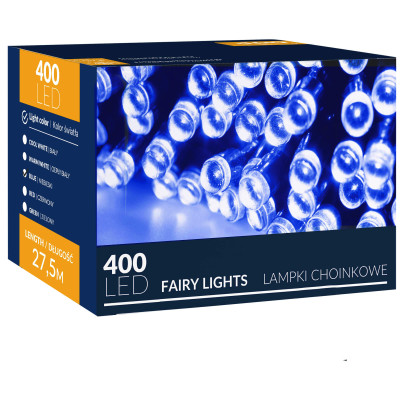 LED svetelná reťaz - 27,5m, 400LED, 8 funkcií, modrá