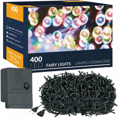LED svetelná reťaz - 27,5m, 400LED, 8 funkcií, multicolor