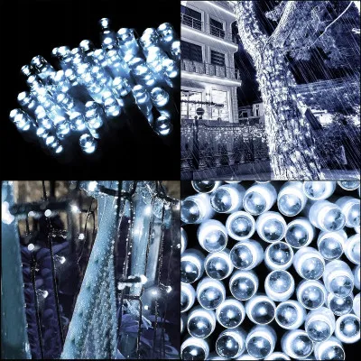 LED svetelná reťaz - 27,5m, 400LED, 8 funkcií, studená biela