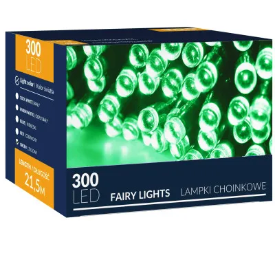 LED svetelná reťaz - 22,5m, 300LED, 8 funkcií, zelená