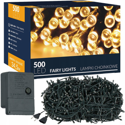 LED svetelná reťaz - 34,5m, 500LED, 8 funkcií, teplá biela