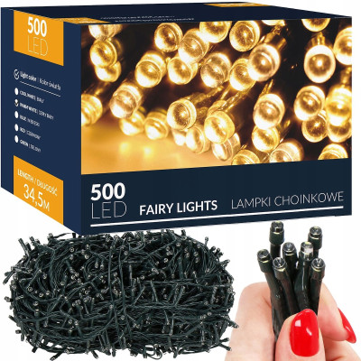 LED svetelná reťaz - 34,5m, 500LED, 8 funkcií, teplá biela