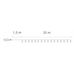 LED svetelná reťaz - 34,5m, 500LED, 8 funkcií, teplá biela
