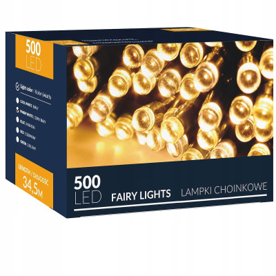 LED svetelná reťaz - 34,5m, 500LED, 8 funkcií, teplá biela